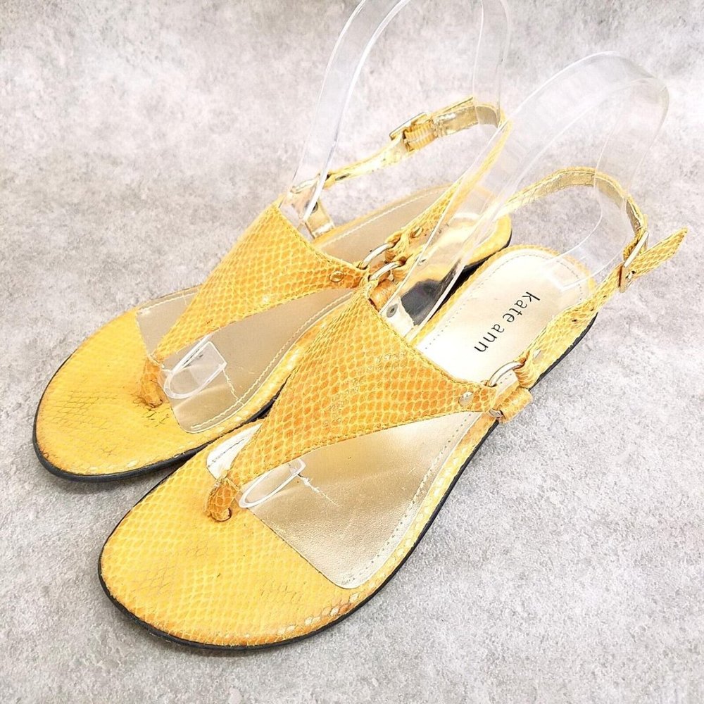 Kate Ann Womens  024-6039 Size 6.5 Yellow  Thong Slingback Sandals - Picture 3 of 10